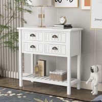Cambridge Series Buffet Sideboard Console Table with Bottom Shelf - White