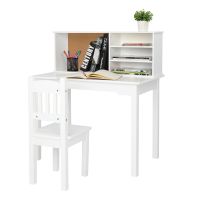 Kid's Furniture Students Desk, Painted Student Table and Chair Set - White