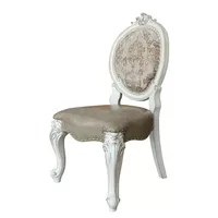 ACME Versailles Side Chair (Set-2), Synthetic Leather & Bone White Finsih