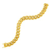 14k Yellow Gold Textured Wide Curb Chain Bracelet (8.25 Inch)