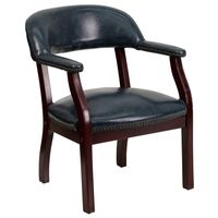 Vinyl Luxurious Conference Chair - Mahogany, Navy Blue