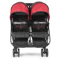 Kolcraft Cloud Plus Double Stroller with Smooth Dynamic Wheel Suspension, Parent and Child Tray Included, Red/Black.