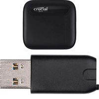 Crucial X6 1TB Portable SSD â€“ Up to 540MB/s â€“ USB 3.2 â€“ USB-C - CT1000X6SSD9 + USB-C to USB-A Adapter - CTUSBCFUSBAMAD