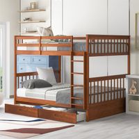 Merax Full over Full Bunk Bed with Ladders and 2 Storage Drawers - Walnut
