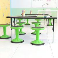 Kids Adjustable Height Active Learning Stool for Classroom and Home - Green