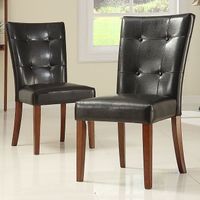 Tufted Button Back Dark Brown PU Dining Chair (Set of 2) by iNSPIRE Q Classic - Brown