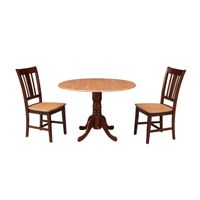 42" Dual Drop Leaf Table With 2 San Remo Chairs - Cinnamon/Espresso