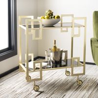 Safavieh Eliza 2 Tier Modern Glam Rectangle Bar Cart with Casters