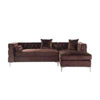 Chic Home Monet Velvet Button-tufted Sectional Sofa - Brown