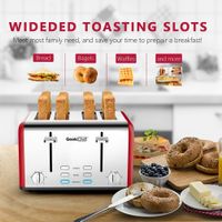 Toaster 4 Slices,Stainless Steel Extra-wide Slot Toaster Oven - Stainless Steel