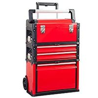 BIG RED ATRJF-C305ABDR Torin Stackable, Portable Metal Tool Box Organizer with Wheels and 2 Drawers, Rolling Upright Trolley Tool Chest for Garage or Workshop, Yellow