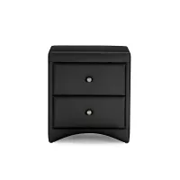Urban Designs Dorian Faux Leather Upholstered Modern Nightstand - Black