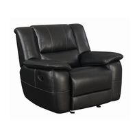 Leatherette Upholstered Recliner with Pillow Arms in Black - Black