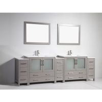 Vanity Art Oak Ceramic Top 108-inch Double Sink Bathroom Vanity Set - Painted - Grey