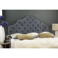 SAFAVIEH Arebelle Grey Upholstered Tufted Headboard - Silver Nailhead (Queen) - MCR4036D