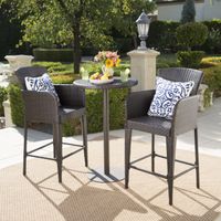 Brooklyn Outdoor 3-piece Wicker 26-inch Round Bar Set by Christopher Knight Home - Multibrown