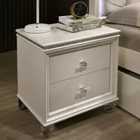 Contemporary Wood 2-Drawer Nightstand in Pearl White