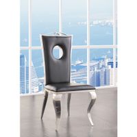 ACME Cyrene Side Chair (Set-2), Synthetic Leather & Stainless Steel