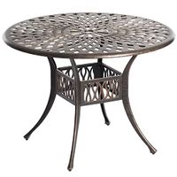 Gardenised QI003960T Indoor and Outdoor Bronze Dinning Table Bistro Patio Cast Aluminum
