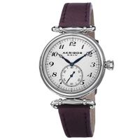 Akribos XXIV Women's Swiss Quartz Stainless Steel Leather Purple Strap Watch - Purple
