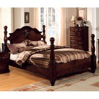 Furniture of America Weston Traditional 3-piece Glossy Dark Pine Poster Bedroom Set - Queen