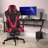 Gaming Chair with Roller Wheels, Reclining Arms, Footrest - Red