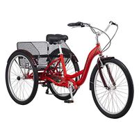 Schwinn Meridian Adult Trike, Three Wheel Cruiser Bike, 7-Speed, 26-Inch Wheels, Cargo Basket, Red, Model: S4071AZA