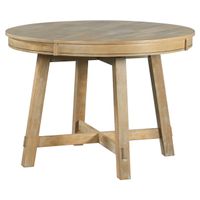 Merax Farmhouse Round Extendable Dining Table - Natural Wood Wash