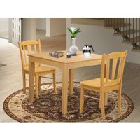 Dining Room Table Set- Wooden Chairs and Kitchen Dining Table - Wooden Seat and Slatted Chair Back (Color & Pieces Options ) - OXDL3-OAK-W