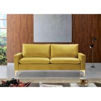 Buchan 76.8'' Velvet Square Arm Sofa - Yellow