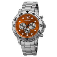August Steiner Men's Swiss Quartz Dual Time Zone Orange Bracelet Watch - Orange