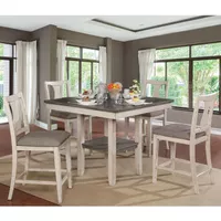 Rustic II 5-Piece Wood Counter Dining Set in Antique White