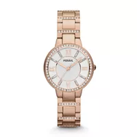 Fossil - Ladies Virginia Crystal Rose Gold Watch Silver Dial