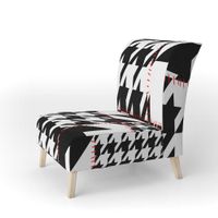 Designart "Classic Houndstooth Pattern" Upholstered Mid-Century Accent Chair - Arm Chair - Slipper Chair