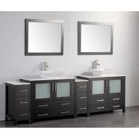 Vanity Art 96 Inch Double Sink Bathroom Vanity Set With Ceramic Top With Two Sets of Drawers - Espresso
