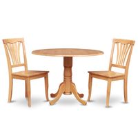 Oak Small Kitchen Table Plus 2 Dinette Chairs 3-piece Dining Set - Wood seat