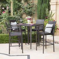 Colbin Outdoor 5-piece Wicker 32-inch Square Bar Set by Christopher Knight Home - Multibrown