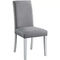 ACME Lanton Side Chair (Set-2), Gray Linen & Antique White Finish