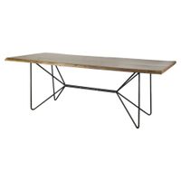 Papillion II Natural Wood Top w/Black Iron Base Dining Table - Natural Brown