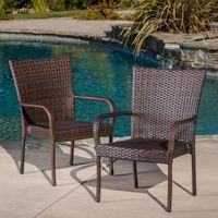 Benhill Outdoor Contemporary Wicker Stacking Chairs (Set of 2) by Christopher Knight Home - Multi Brown