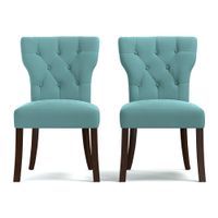 Handy Living Sirena Deep Turquoise Blue Velvet Upholstered Armless Dining Chairs (Set of 2)
