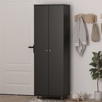 2-Doors 9 Tires Shoes Cabinet With Large Storage Space - Black