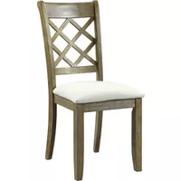 ACME Karsen Side Chair (Set-2), Beige Linen & Rustic Oak Finish