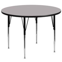 60'' Round Thermal Laminate Activity Table - Adjustable Legs - Gray