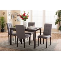 Porch & Den Devin Contemporary 5-piece Grey Fabric Upholstered Grid-tufting Dining Set - Grey