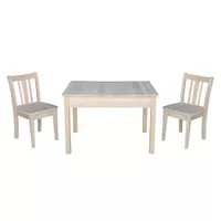 Kids Table with Lift Up Top and 2 San Remo Juvenile Chairs - 3 Piece Set - Unfinished