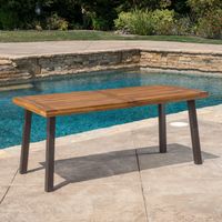 Della Outdoor Acacia Wood Rectangle Dining Table by Christopher Knight Home - Brown