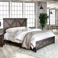 Epona Rustic Dark Walnut Wood 2-Piece Panel Bed and Nightstand Set by The Gray Barn - Eastern King