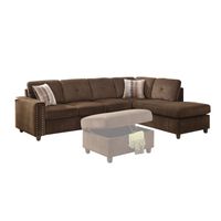 Acme Furniture Belville Sectional Sofa with Pillows (Reversible) - Sectional Sofa, Chocolate Velvet
