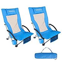 KingCamp Low Seat Beach Chair, Outdoor Camping Folding Chair with Cup Holder